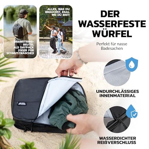 BACK&PACKER Packing Bags Set with Compression - 6 Pieces - Packing Cubes Made of Recycled Material - Lightweight Organiser for Backpack & Suitcase - Includes Wet Laundry Bag (Black) — view 3