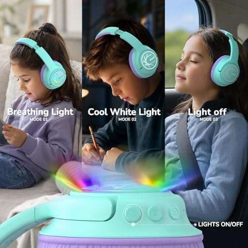 iClever BTH18 Kids Headphones Wireless with LED Lights 43H Playtime Travel — view 3