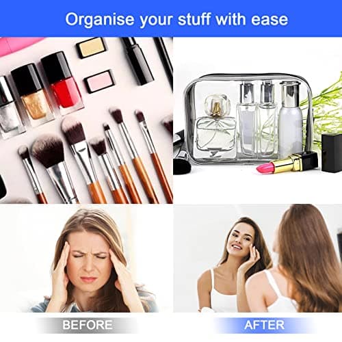 AWAVM Clear Travel Toiletries Bag 3 PCS Portable Waterproof Toiletry Bags for Women and Men Clear Makeup Bags PVC Cosmetic Bag Travel Accessories Wash Bag for Travelling and Holiday — view 5