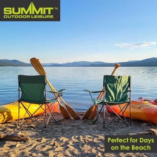 Folding Camping Chair With Cup Holder | Carry Bag | 2 Set Light Green — view 5