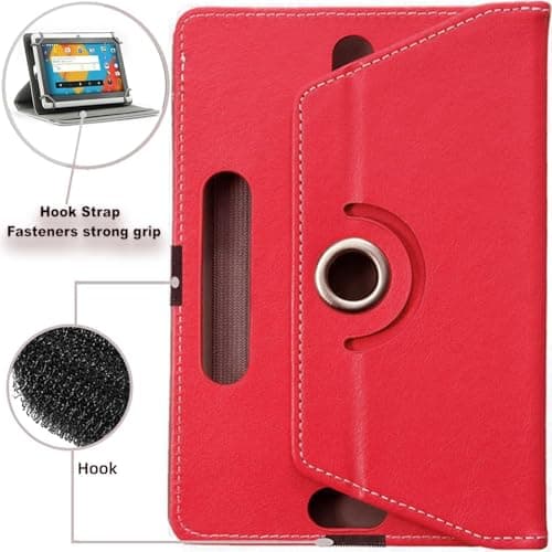 SU 10 inch Tablet Case - Universal Stand Case Folio Cover Magic Leather 360° Rotating Case Fits for ALL 10in Inch & 10.1in Inch Tablets + Stylus Pen (RED) — view 2