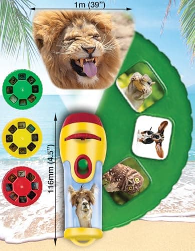 Brainstorm TOYS Stem Funny Animals Torch and Projector – 24 Adorable Animal Images, Projects Clear Pictures up to 1 Metre Wide, Interactive Educational Kids Flashlight Toy — view 2