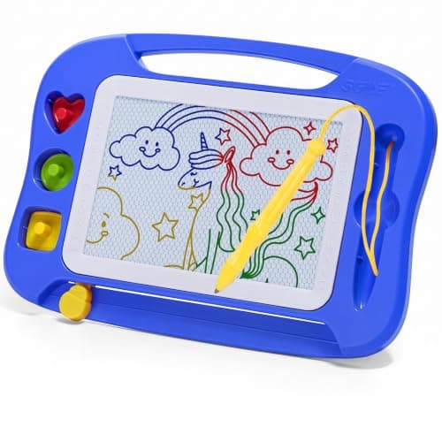 SGILE Toddler Toys for Kids, Toys for 1 2 3 Year Old Girls Boys, Magnetic Drawing Board for Birthday Gift, Etch & Sketch Pad with 3 Stamps, Learning and Educational, Blue