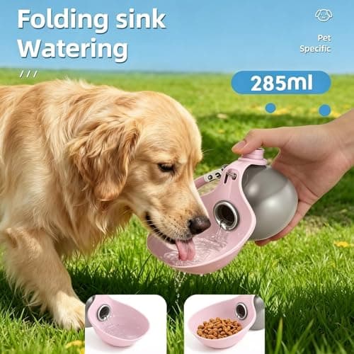 2-in-1 Dog Water Bottle, 285ML 304 Stainless Steel Collapsible Pet Drinking Cup, Leak Proof Compact Portable Dog Water Dispenser Ideal for Walking Hiking Travel Outdoor Use for Small Medium Dogs(B) — view 2