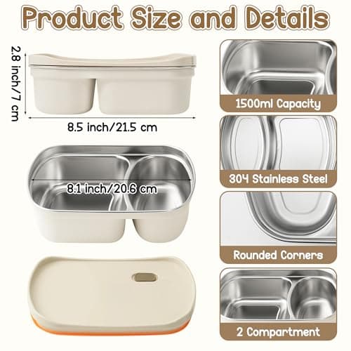 A1DIEE Stainless Steel Containers with Lids 2PCS Leakproof — view 2