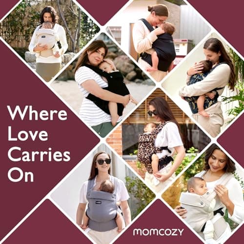 Momcozy Baby Carrier for 3-24M/3.2-20kg, Waist 64-127cm, Cotton Black — view 6