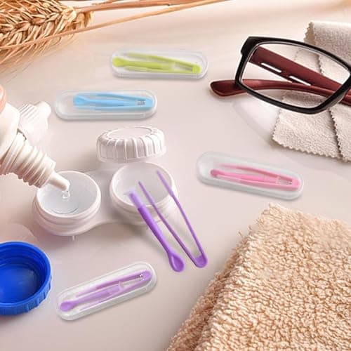 4 Pack Contact Lens Remover and Inserter Tool Set,Portable Contact Lens Remover Tool with Tweezers Suction Stick,Vision Care Aid for Soft Lenses,for Travel and Daily Use(Pink,Green,Blue,Purple) — view 3
