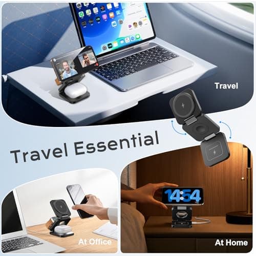 KU XIU 3 in 1 Wireless Charging Station for iPhone, Fast Magnetic Charger — view 4