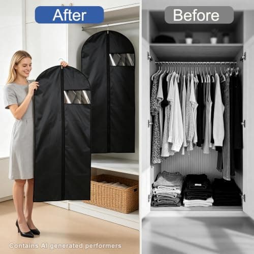 Acual 2 Pack Dress Bags Covers Long 60 x 140 cm, PEVA Garment Bags — view 6