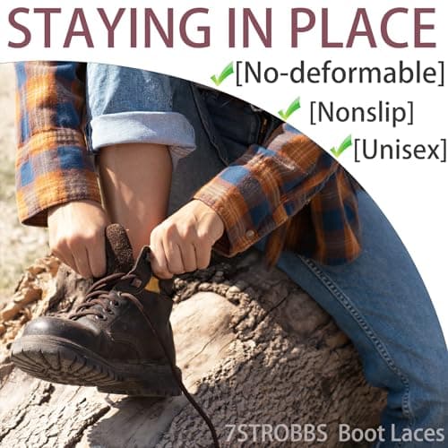 7STROBBS 2 PAIRS Strong Work Boot Laces, Heavy Duty Round Shoelaces for Walking Boots, Trainers Shoes, Hiking Boots, Safety Boots, Thick Shoe Lace Black Brown 140CM — view 6