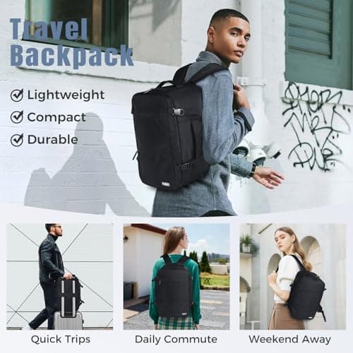 Fmeida Ryanair Underseat Bag Flight Approved Travel Backpack for Airplane, Hand Luggage Carry on Bag 20L, Fits Under Seat Cabin Bag for Men Women Business Trip, Black — view 2