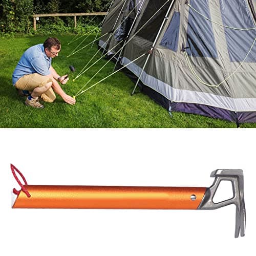 Heavy Duty Camping Claw Hammer, Stainless Steel Ox Horn Head Tent Stake Multifunction Building Camping Hammer for Hiking Backpacking Gardening (Orange) — view 5
