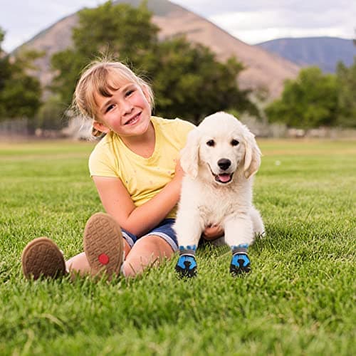 Jodsen Dog Boots, Set of 4 Waterproof Dog Shoes with Reflective Straps Anti-Slip Sole Outdoor Paw Protectors Puppy Shoes for Small Medium Dogs Autumn Winter (Blue, S) — view 6