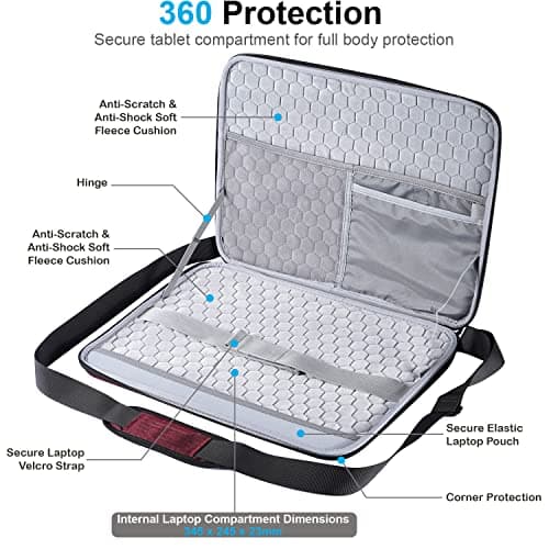 TECHGEAR Hard Shell Case for 15.6-16" Laptops, Zipped Travel Shockproof Sleeve Case, Shoulder Strap, fits Lenovo Yoga 720 IdeaPad 310 320 ThinkPad T570/Dell Inspiron 15/HP Envy 15/15.6" Notebooks etc — view 2