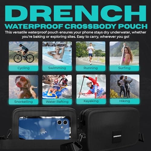Drench Waterproof Phone Pouch Crossbody Bag | IPX8 Floating Waterproof Phone Case with Adjustable Strap | Dry Bag for Swimming, Snorkelling, Kayaking, Beach, Travel & Holiday Essentials — view 3