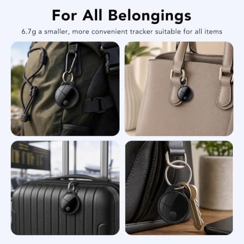 Air Tracker Tag 4-Pack: Tracker Item Finder For Google Find Hub or Apple Find My APP, 120dB Alarm Volume, Replaceable Battery, IP68, For Locate Keys, Luggage, Handbags, Wallets, Includes Lanyard. — view 5