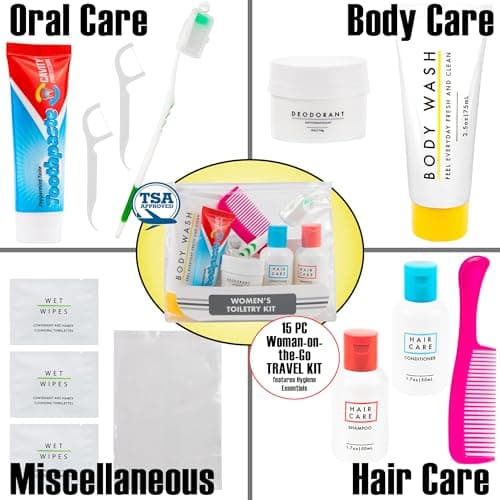 Trailmaker Adult Hygiene Kits, 13-Piece Homeless Care Package Supplies, Personal Care Essentials for Men and Women, TSA approved, Women's Kit, Travel Kit — view 3