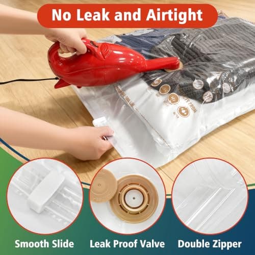 Storage Master Space Saver Bags for Travel and Home Reusable Vacuum Storage Bags Save 80% More Storage Space (15 Combo, No Pump Included) — view 3