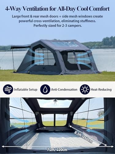 MC TOMOUNT Inflatable Camping Tent, Family Cotton Canvas Blow Up Tent — view 5