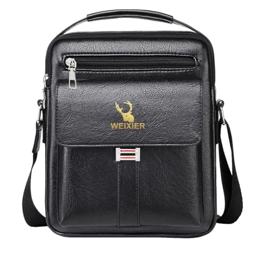 A-QMZL Men's Shoulder Bag Messenger Bag PU Leather Business Travel Crossbody Pack Satchel Side Bag Casual Handbags Men's bag for Working HikingTraveling Daily Use (black 1)