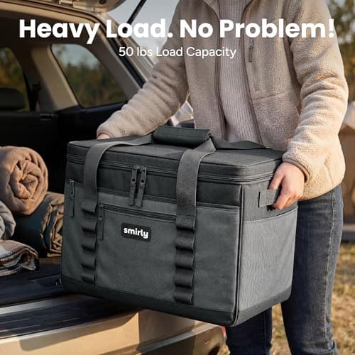 SMIRLY 37L Cool Bag, Large Insulated Picnic Bag and Camping Bag, Grey — view 5