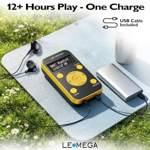 LEMEGA PR1L Pocket DAB/FM Digital Radio,Rechargeable,Earphones Incl,Yellow — view 3