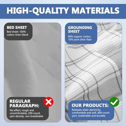 Grounding Sheet With Silver Grounding Bed Sheet Natural Wellness And Healthy Earth Energy Mat With 10% Silver Fiber & 90% Organic Cotton (White 132 * 71cm) — view 6