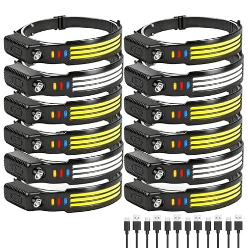 Northlet 12Pack LED Headlamp Rechargeable, 1200 High Lumen Head Lamp with Motion Sensor, 230°Wide Beam, 5 Light Modes, IPX6 Waterproof Head Light for Camping, Running, Hiking