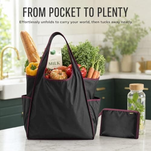 LAILAILE 2-Pack Reusable Shopping Tote – Waterproof, Side Pocket — view 5