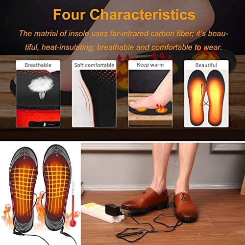 Heating Shoe Pads, Warm Trimmable Feet Heater USB Powered Foot Insole for Foot Pain Relief, Thermal Sole for Winter Hunting Hiking Camping Men and Women (EU 35-45) — view 6