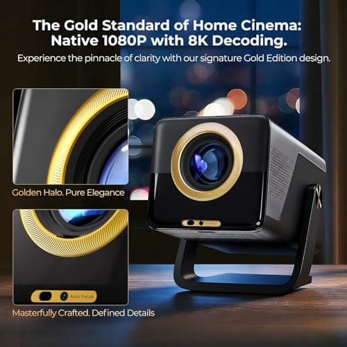 2000 ANSI Native 1080P Smart Projector, 4K Supported, Android 14 projectir Mini Projector with WiFi & Bluetooth, Auto Focus, Keystone, 4k projector Home Cinema for Bedroom & Outdoor projecter X7 — view 3