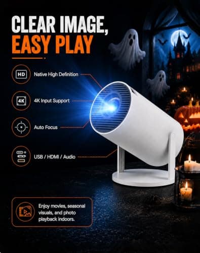 Spookcast Projector – 4K Autofocus Mini Projector with 180° Rotation — view 3