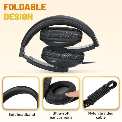 Rockpapa Comfort Foldable Kids Headphones Wired for School/Travel — view 2