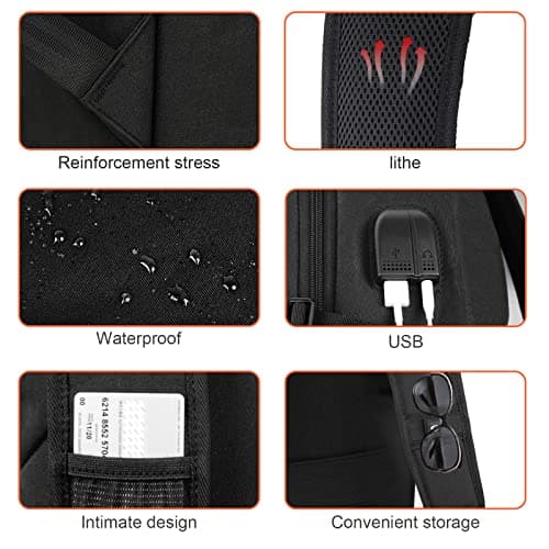 Dobaly Anti-Theft Waterproof Laptop Backpack – USB Charging Port, 15.6 inch Carry-On Rucksack for Men & Women, for Hiking, Business, College, Work, School & Travel — view 6