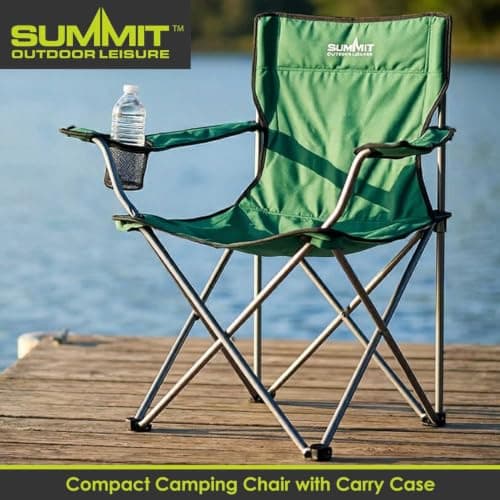 Folding Camping Chair With Cup Holder | Carry Bag | 2 Set | Green — view 6