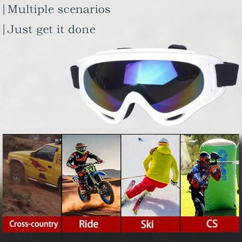 Ski Goggles Snowboard Goggles - UV Adjustable Snowmobile Riding Offroad Protective Goggles, Cycling Motorcycle ATV Glasses Winter Snow Sports Glasses For Youth Men Women Teens Boys & Girls (White) — view 2
