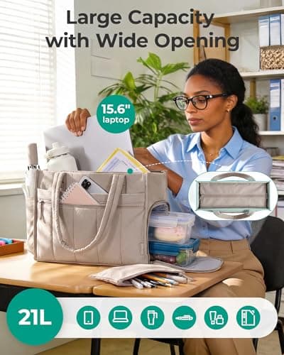 bagsmart 15.6 Inch Laptop Bag for Women, Work Bag with Lunch Compartment — view 4