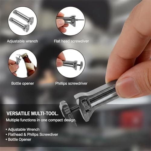 Compact Titanium Multitool, Mini Multitool Wrench with Adjustable Pocket Wrench, Bottle Opener, Nail Puller & EDC Multi-Tool for Camping, Hiking, Travel (4) — view 6