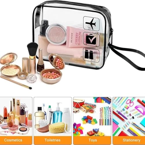 Clear Toiletry Bag,2 PCS TSA Approved Travel Cosmetic Bags Waterproof PVC Makeup Bags with Zipper Portable Toiletry Wash Bag Carry Pouch for Men Women Business Bathroom — view 2