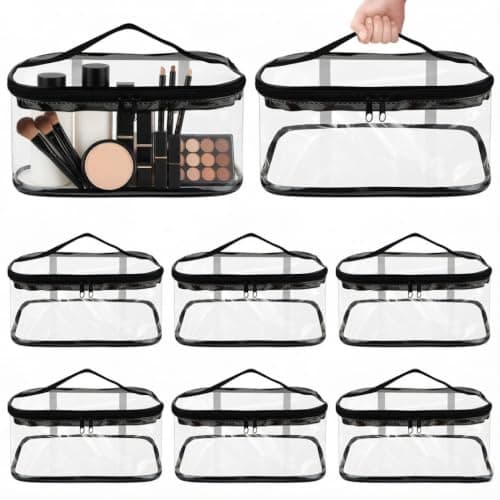 Axincardarm Clear Travel Toiletries Bag Plastic Makeup Bag 8 Pcs