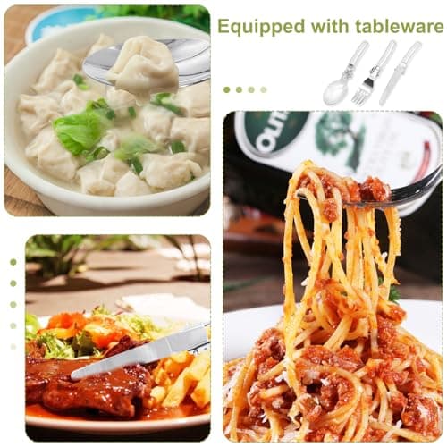 Camping Cooking Set, 6 pcs Cookware With Foldable Knife, Fork and Spoon, Portable Pots and Pans, Cooking Pot for Hiking, Fishing, Outdoor Barbeque — view 5