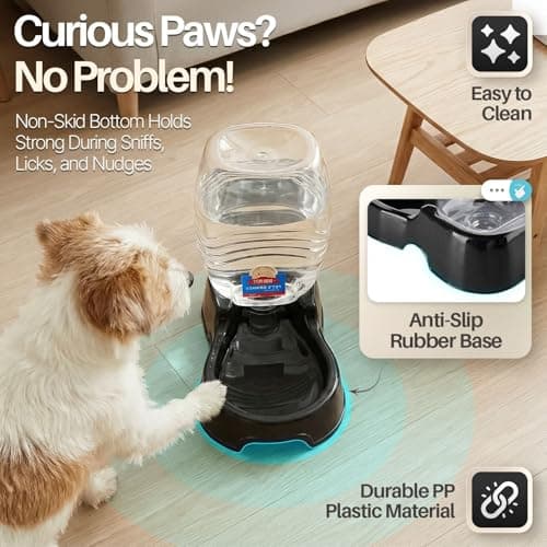 Flexzion Pet Water Dispenser Station, Black (3/8 Gallon) Auto Replenish Gravity Waterer Drinking Fountain Bottle Bowl Dish Portable Stand for Small Dog Cat Animal — view 5