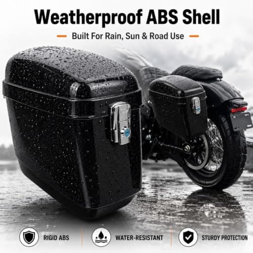 MENDUNER 45L Motorcycle Side Case with Mounting Kit, Lockable ABS Hard Saddlebags, Universal Motorcycle Panniers Side Bags for Cruiser Touring Luggage Storage, Glossy Black — view 6