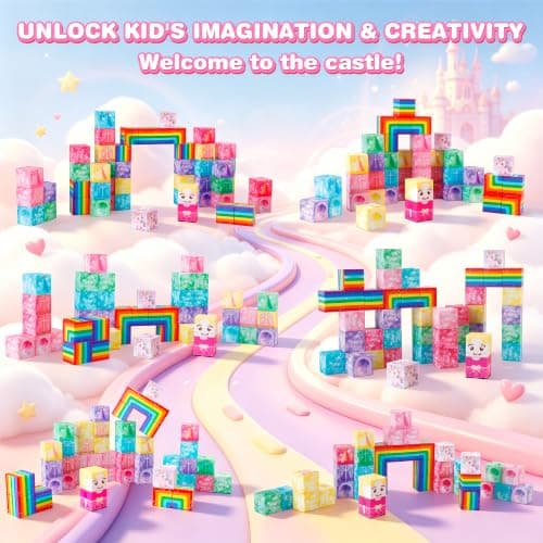 Magnetic Tiles Set for Kids - 52PCS Unicorn Magnetic Building Blocks, Mini Travel Magnetic Toys for Girls Boys Age 3 4 5 6 7 8 STEM Educational Learning Toy Birthday for Toddlers 3-9 — view 4