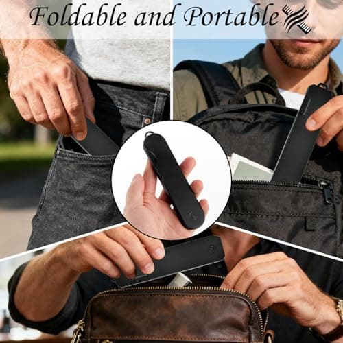 2-in-1 Folding Pocket Comb Plastic Flip Design Beard Comb for Men Fine & Wide Teeth Portable Anti-static Styling Tool for Hair Moustache & Beard Grooming Travel & Daily Use — view 4