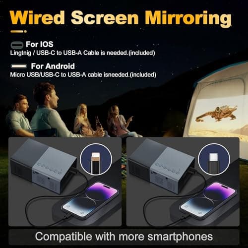 Mini Projector, Small Portable Projector .Suitable for children's gifts Video Projector, indoor video movies, and games. with Remote Control.Compatible for Smartphone, Laptop, PC (J9-G) — view 5