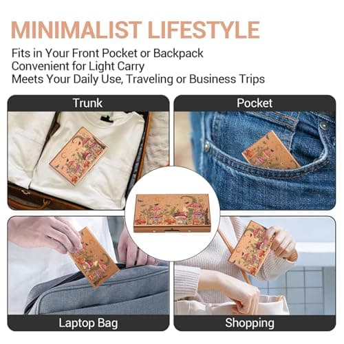 BONSYL® Credit Card Holder, RFID Blocking Slim Metal Credit Card Wallet, with 6 Card Slots, for Women and Men.(6 Slots/Rose Gold/Mushroom) — view 6