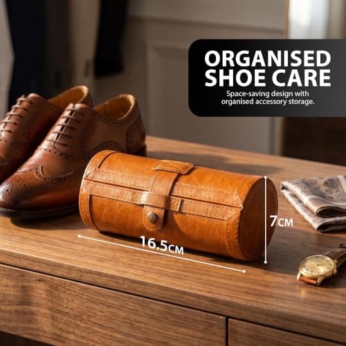 ZENO Shoe Polish Kit 7PC | Leather Shoe Care Set with Black Polish, Wax, Horsehair Brush, Dauber, Cloth, Shoe Horn & Premium Storage Case | For Leather Shoes, Boots, Bags, Belts, Wallets & Travel — view 5