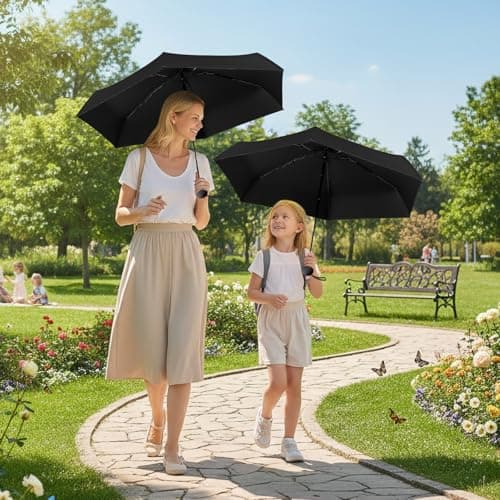 FWHFNB Travel Umbrella, Travel Mini Umbrella, Pocket Umbrella, UV Umbrella, UPF 50+, Portable Lightweight Compact, with Storage Box, for Men and Women (Mint Green) — view 6
