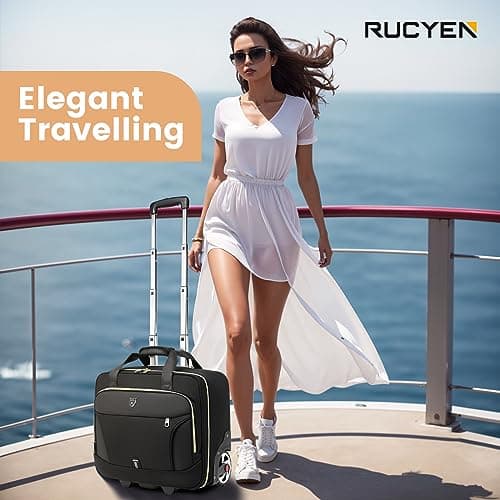 RUCYEN Rolling Laptop Bag,Rolling Briefcase for Men & Women,Laptop Briefcase on Wheels,Carry On Bag for Business Travel (Golden) — view 6